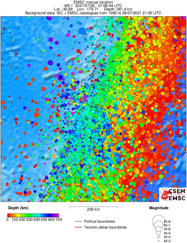 regional depth historical seismicity