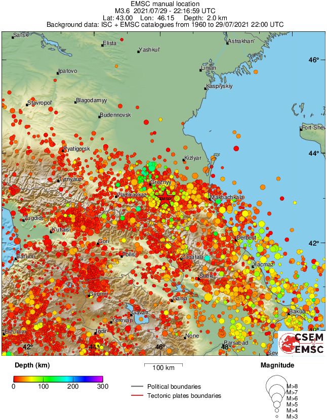 regional depth historical seismicity