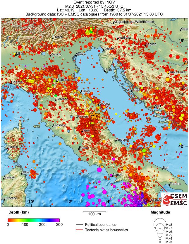 regional depth historical seismicity