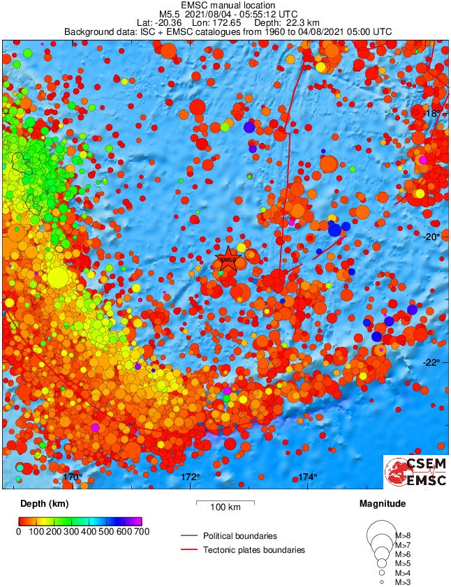regional depth historical seismicity