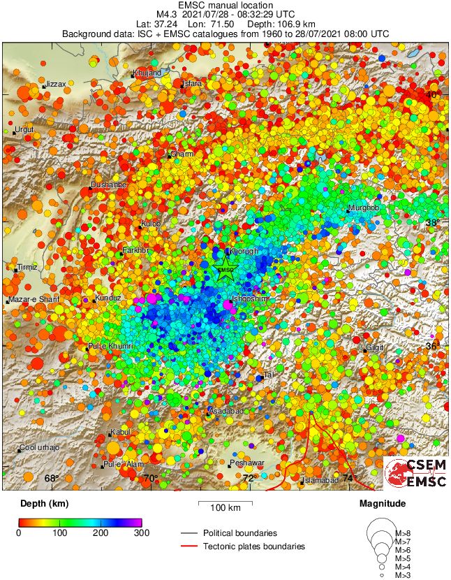 regional depth historical seismicity