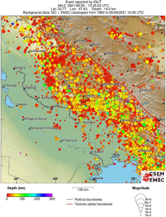 regional depth historical seismicity