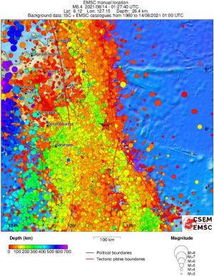 regional depth historical seismicity