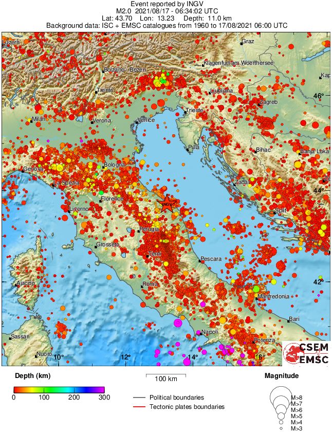 regional depth historical seismicity