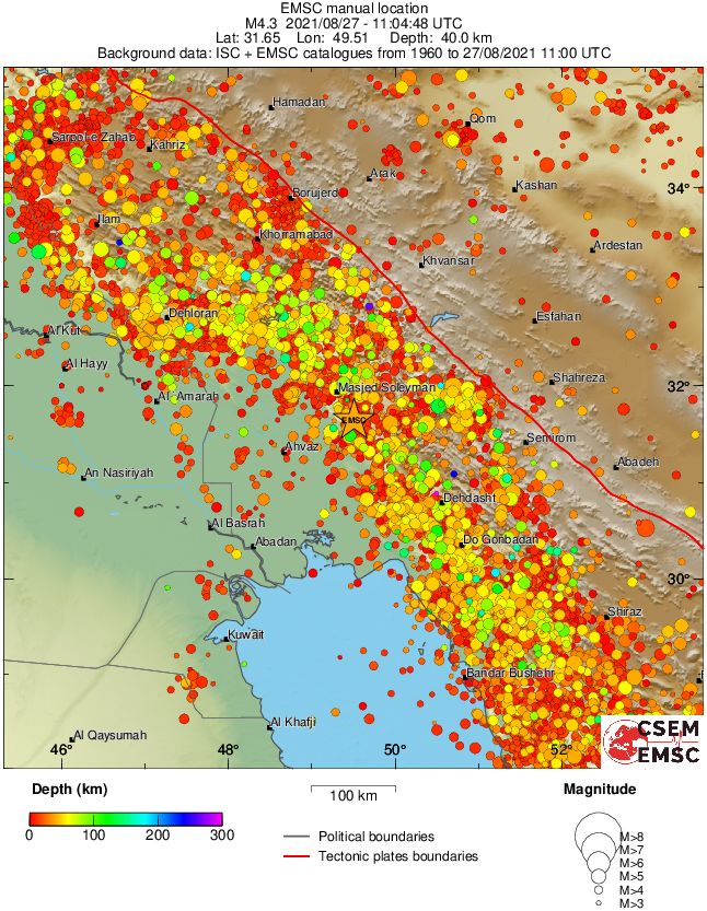 regional depth historical seismicity