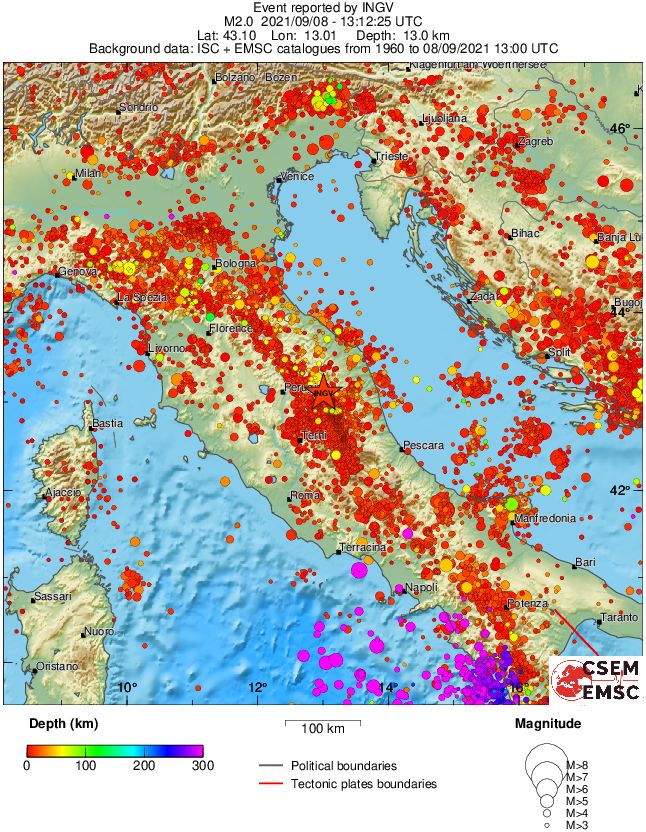 regional depth historical seismicity