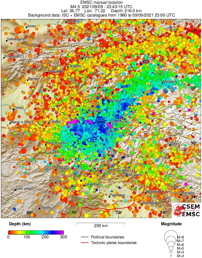 regional depth historical seismicity