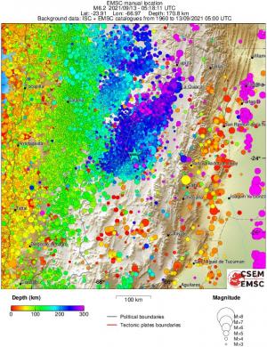 regional depth historical seismicity