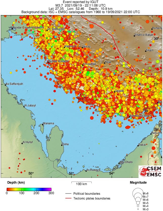 regional depth historical seismicity