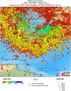regional depth historical seismicity