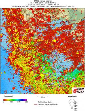 regional depth historical seismicity