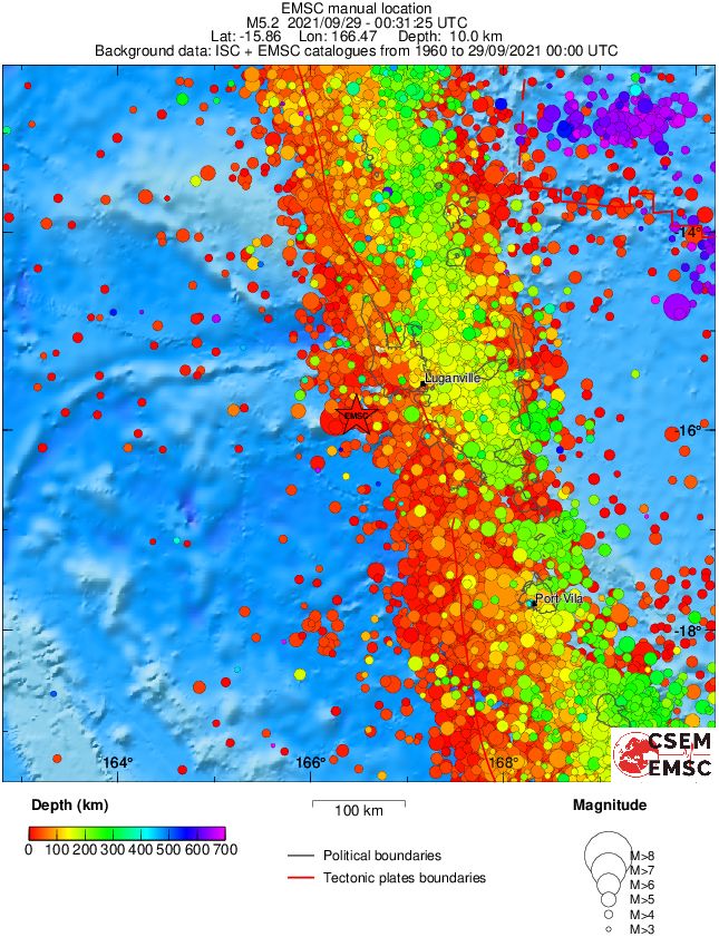 regional depth historical seismicity