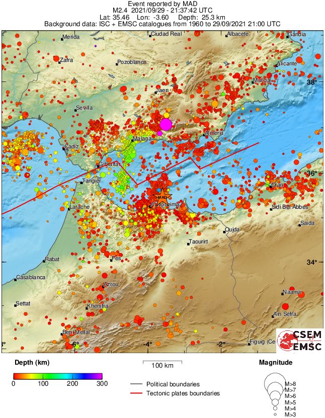 regional depth historical seismicity