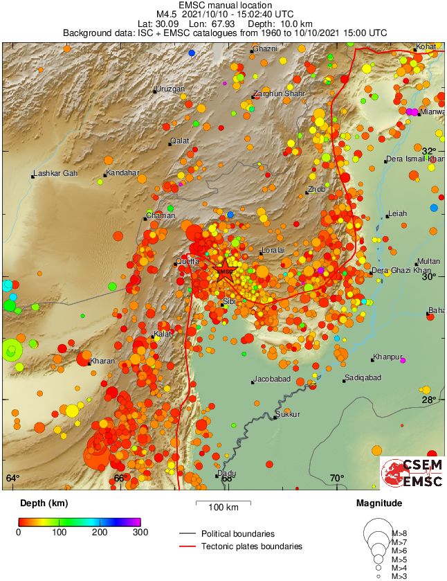 regional depth historical seismicity