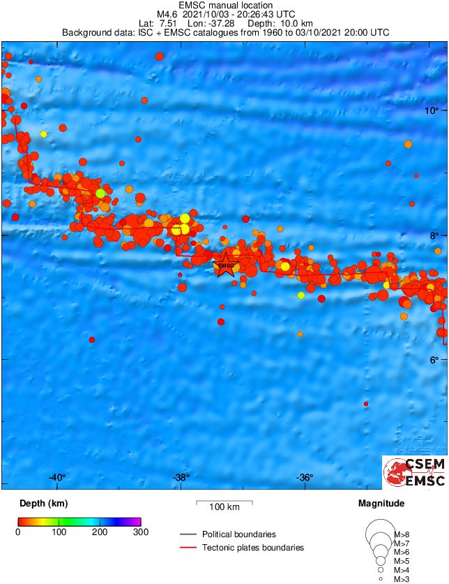 regional depth historical seismicity