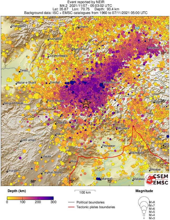 regional depth historical seismicity