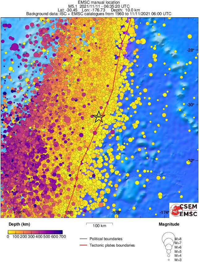 regional depth historical seismicity
