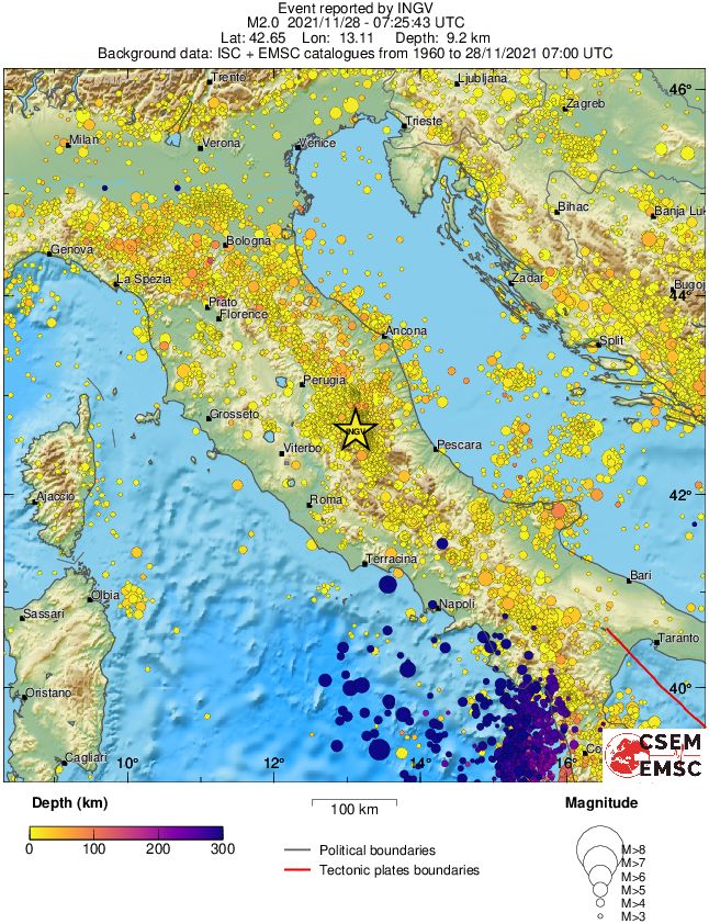 regional depth historical seismicity