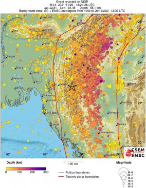 regional depth historical seismicity