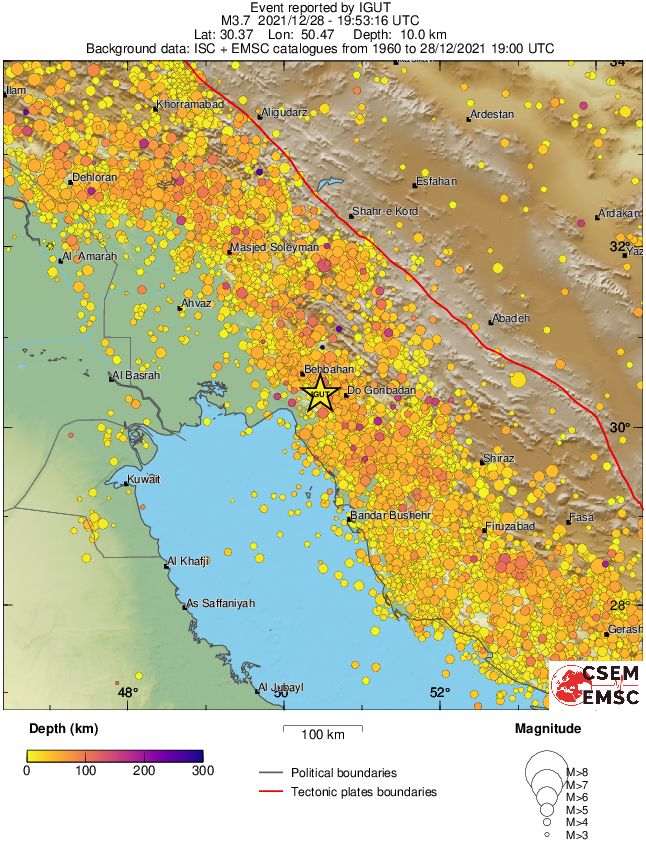 regional depth historical seismicity
