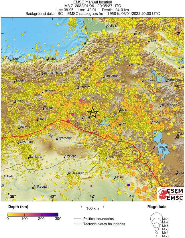 regional depth historical seismicity