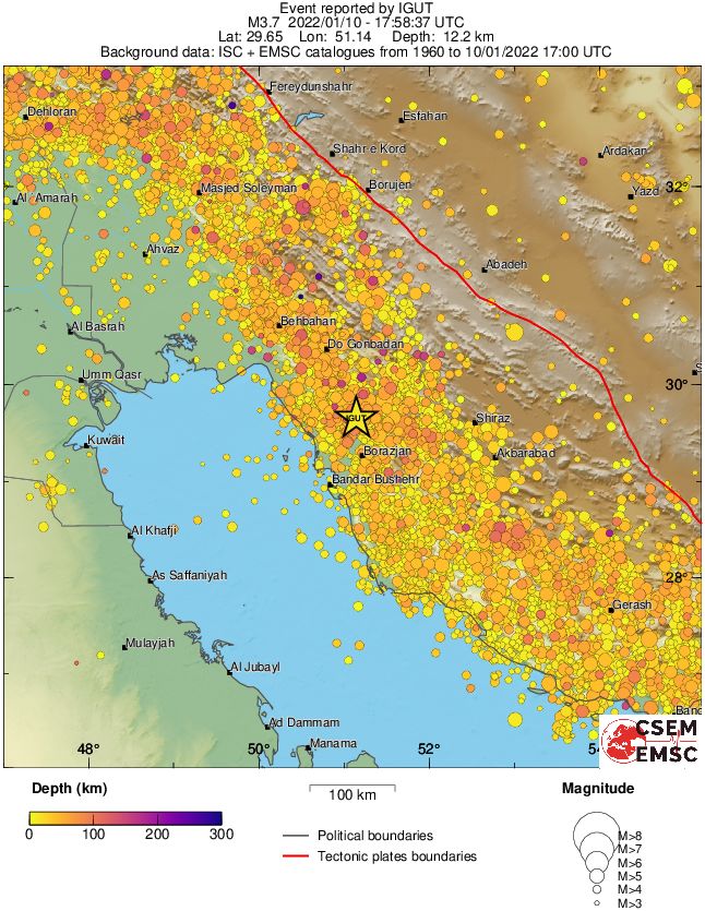 regional depth historical seismicity