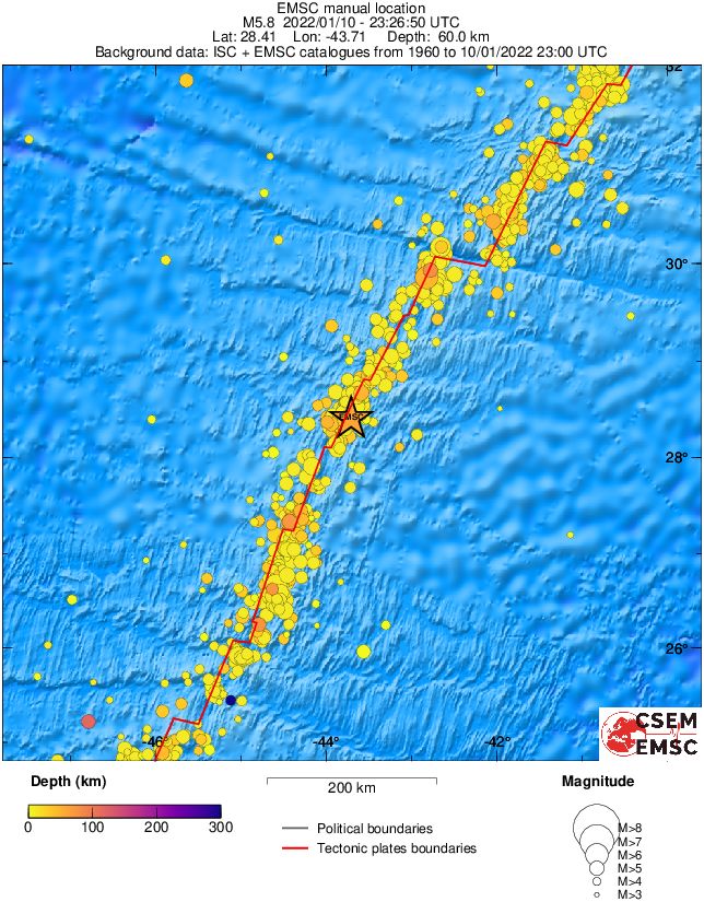 regional depth historical seismicity