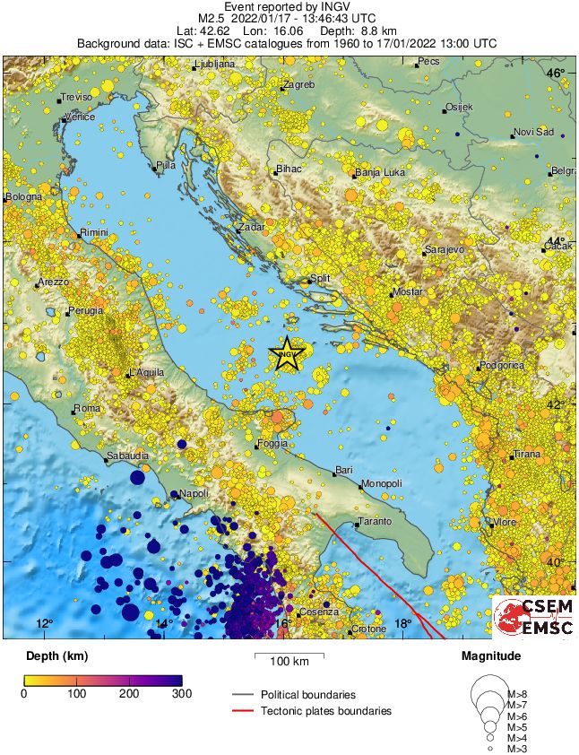 regional depth historical seismicity