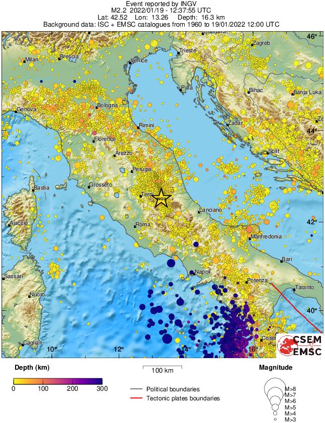 regional depth historical seismicity
