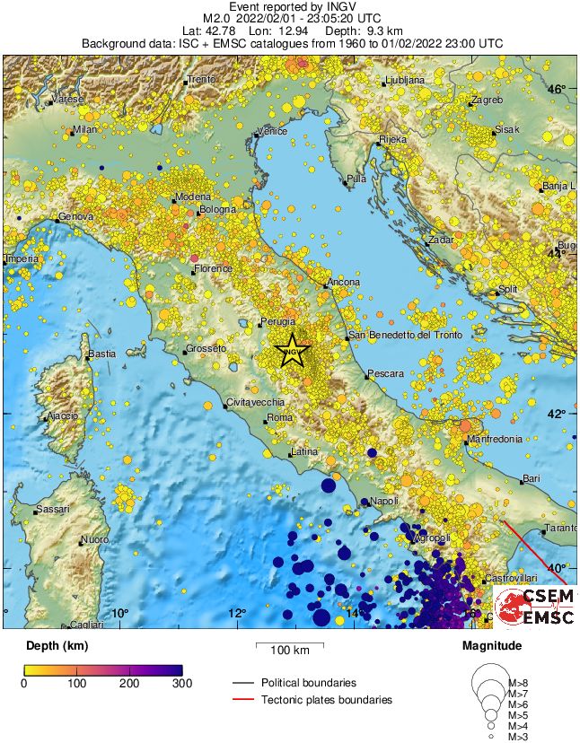 regional depth historical seismicity