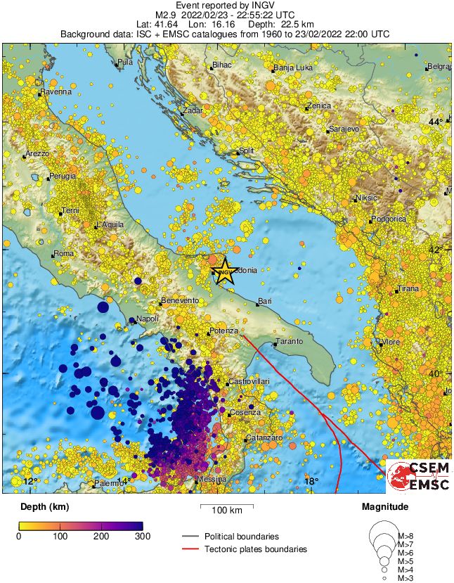 regional depth historical seismicity