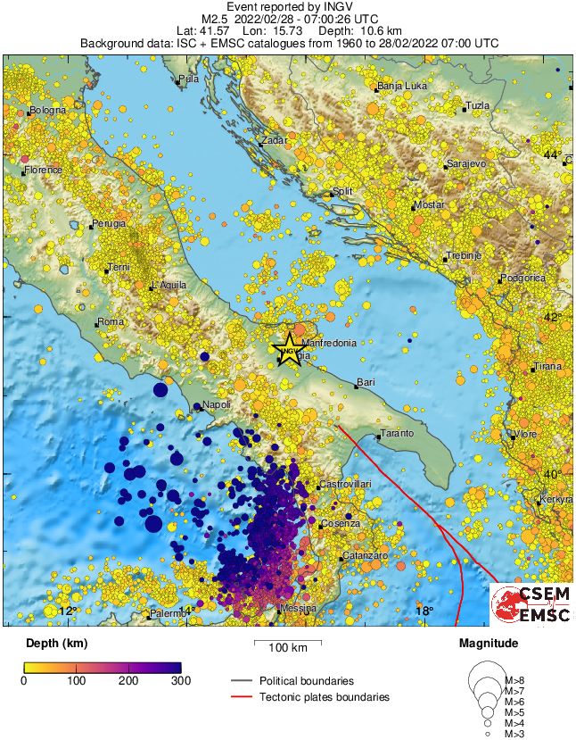 regional depth historical seismicity