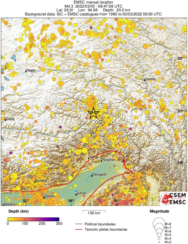 regional depth historical seismicity