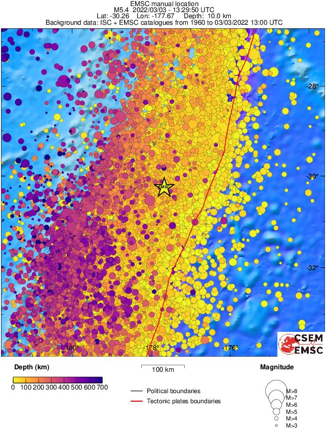 regional depth historical seismicity