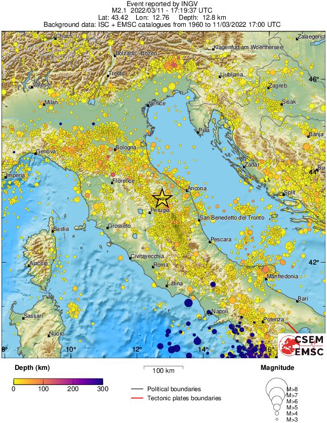 regional depth historical seismicity