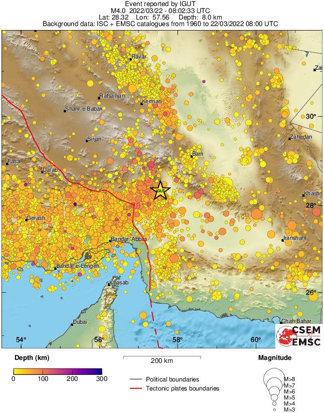 regional depth historical seismicity