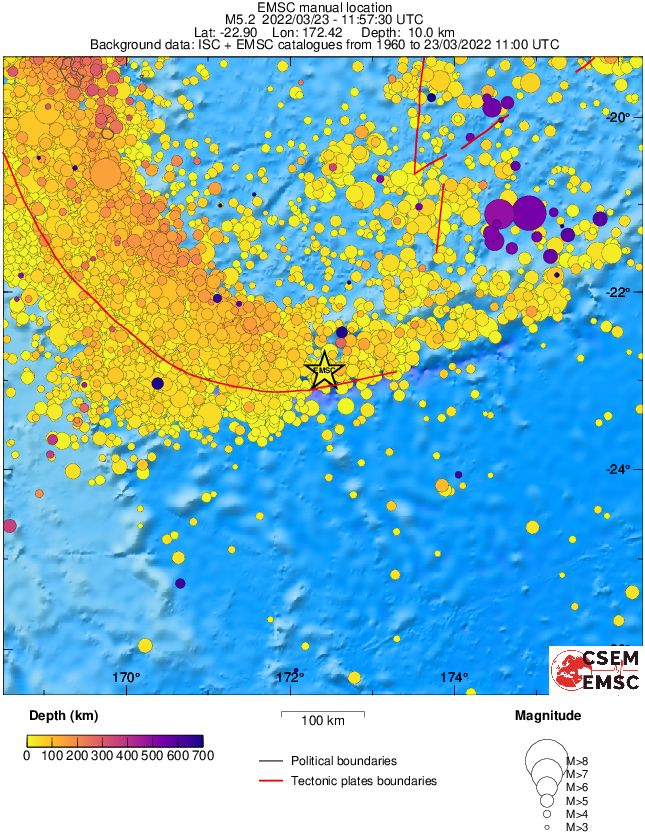 regional depth historical seismicity