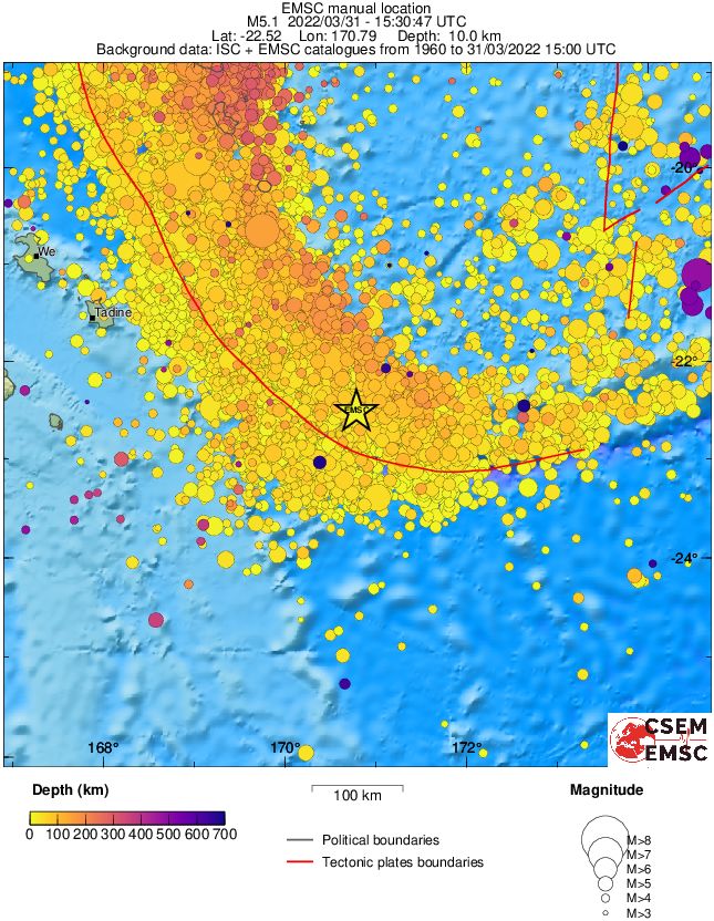 regional depth historical seismicity