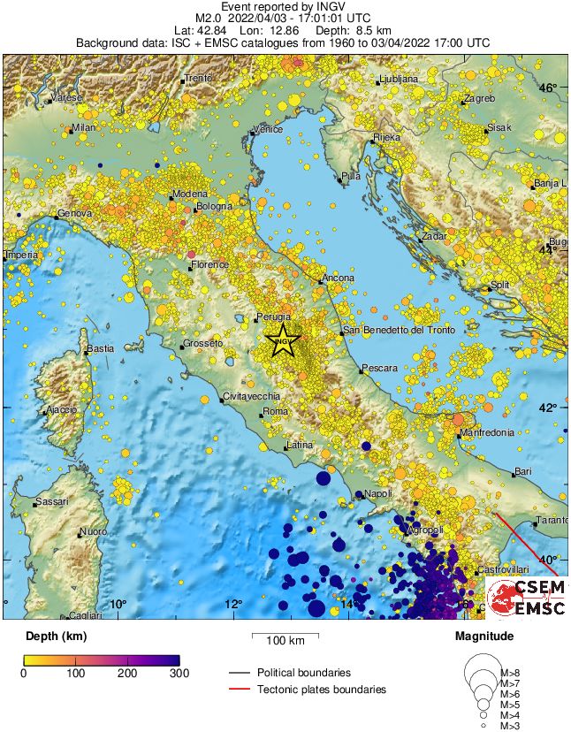 regional depth historical seismicity