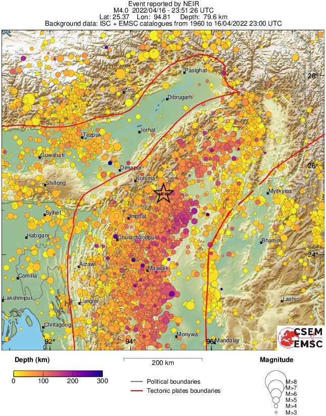 regional depth historical seismicity