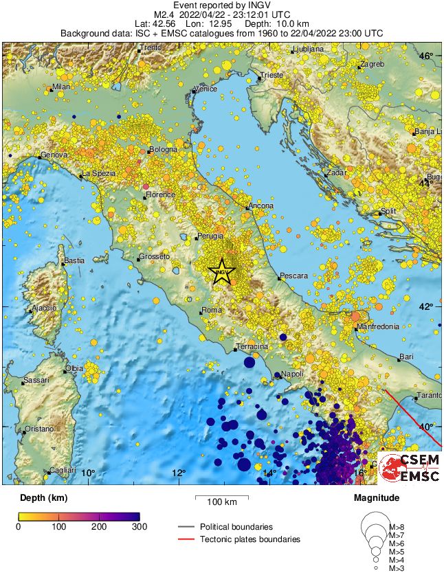 regional depth historical seismicity