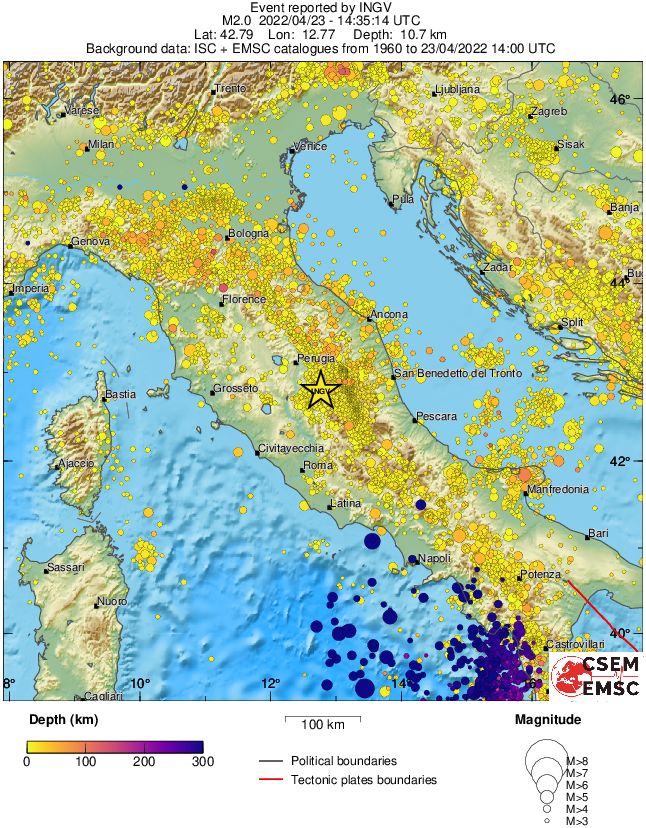 regional depth historical seismicity