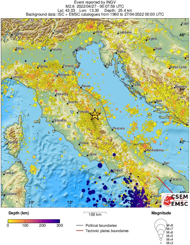 regional depth historical seismicity