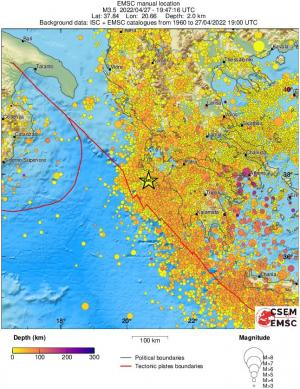 regional depth historical seismicity