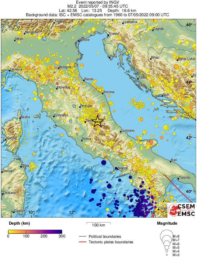 regional depth historical seismicity