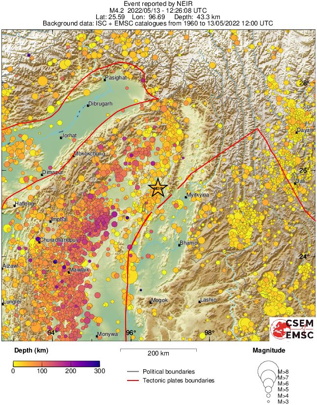 regional depth historical seismicity