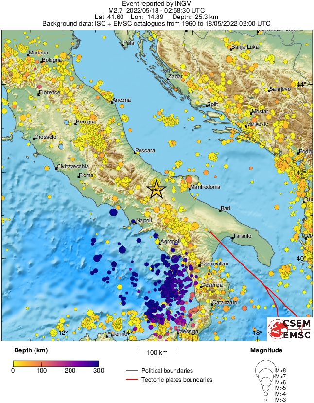 regional depth historical seismicity