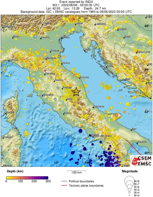 regional depth historical seismicity