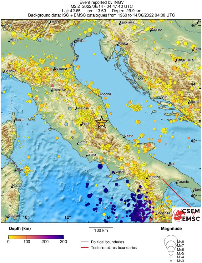 regional depth historical seismicity