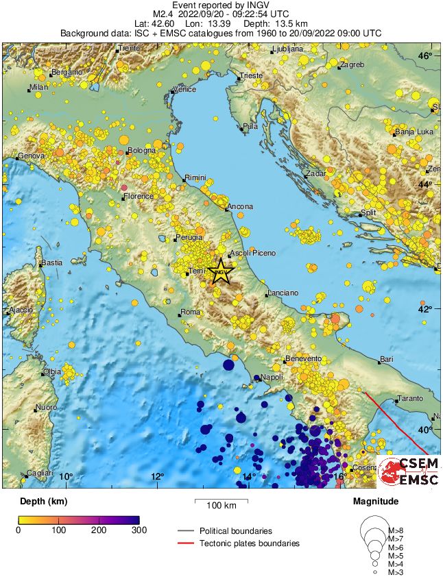 regional depth historical seismicity